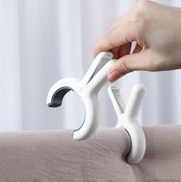 6-stuks strandlakenclip - Dekenclip -Winddichte clip - Droogclip -Sterke bijtkracht - Antislip - Beschadigt kleding niet - Winddicht - Geschikt voor knuffels, handdoeken, kleding, kamperen en reizen - Wit — thumbnail 4