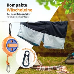 Uitschuifbare waslijn 10 m - Handzwengel met 50 kg draagkracht - Nylon drooglijn voor camping en balkon — thumbnail 4