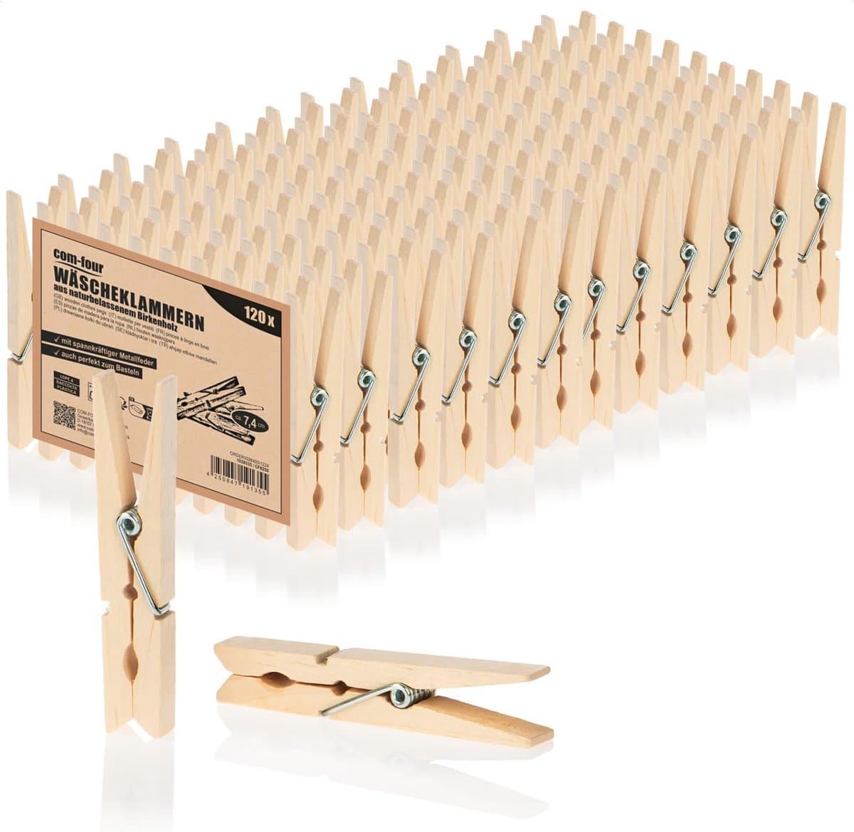 Duurzame Houten Wasknijpers van Berkenhout - 60 Stuks voor Kleding en Handwerk — afbeelding 1