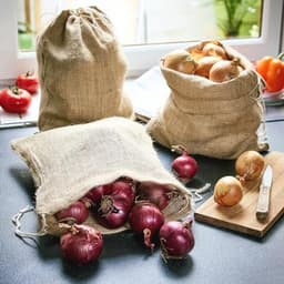 Jute Opbergzakken Set van 3 met Trekkoord - 36 x 30 cm - Ideaal voor Aardappelen, Oogst en Noten — thumbnail 2
