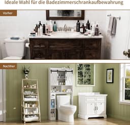 Wasmachinekast met deuren - Opbergkast badkamer - Ruimte Organiseren - Verstelbare legplanken - 171.8 x 19.7 x 82 cm - Wit — thumbnail 5