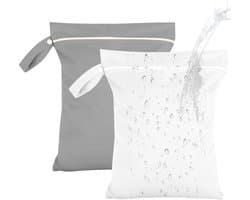 2 Pack Wasbare Luiertassen - 40 x 30 cm - Waterdichte Baby Badmode - Herbruikbare Tassen voor Vuil Wasgoed - Reis Zip Waterdichte Tas voor Baby's - Strand Reis - Handtas Organizer