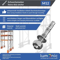 Zwaardere Zwaarlastanker M12 x 95mm verzinkt voor metaalankers en doorsteekinstallaties — thumbnail 5