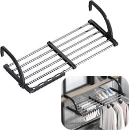 Schoenendroogrek - Schoenrek - Wasrek - Verstelbaar 64-110 cm - Inklapbaar - Binnenshuis en buiten - Voor balkon en raamkozijn — thumbnail 2