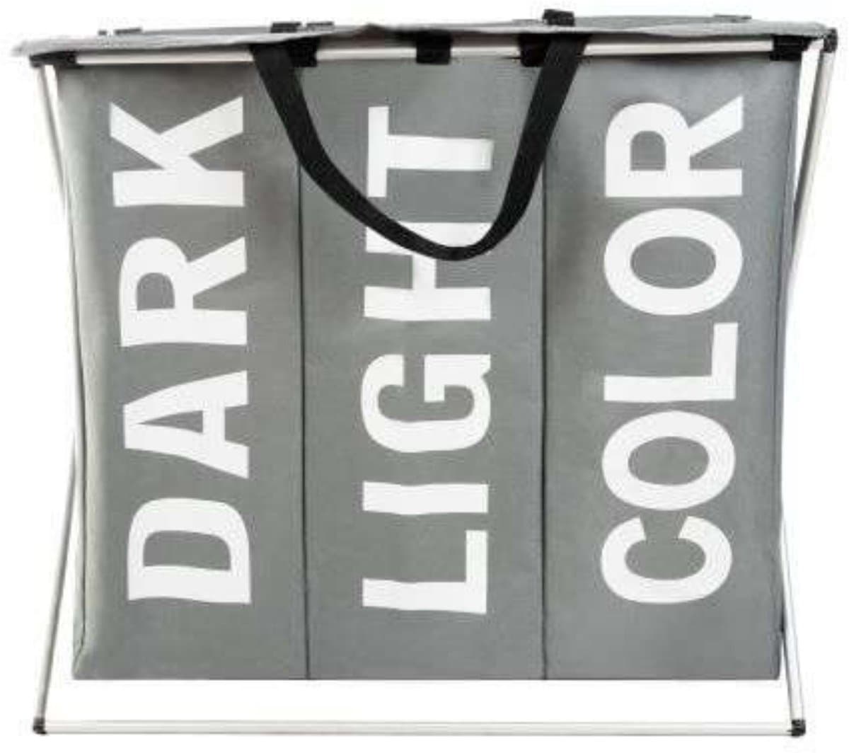 Ruhhy Wasmand - 3 vakken - grijs - 65 x 58 x 36 cm - 130L - oxford stof - draagbaar - waterdicht — afbeelding 1
