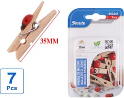 Decopatent - 7 Stuks Mini Fotoknijpertjes - Met Liefheerstbeestje decoratie - 35mm Lang - Kaartknijpertjes - Kleine mini wasknijpers - Hout - Kaarten Kerstkaart knijpers - Houten clips voor fotos — thumbnail 1