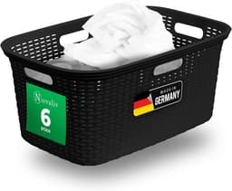 Novaliv Value Set 6X Rotan Wasmand met 4 Handgrepen 40L Zwart, Wasboxset Wasemmer Wascontainer voor Badkamer Wasgoed Vuile Was, Wasmanden Huishoudelijke Accessoires Wasmandverzamelaar — thumbnail 1