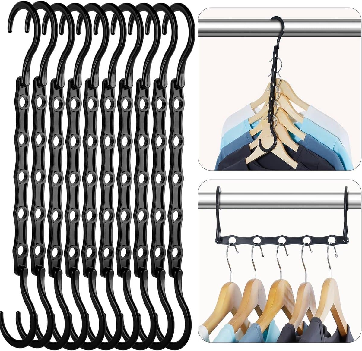 10 Pak hanger- ruimtebesparend - gemaakt van stevig plastic voor het ophangen van zware kledingstukken. — afbeelding 1