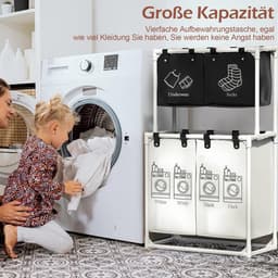 Wasmand 4 vakken - Dubbellaags wassorteerder - 210 l — thumbnail 2