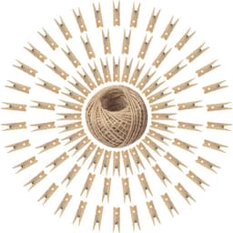 100 Houten Wasknijpers met Jute Koord - Creatieve Fotoclips en Decoratie — thumbnail 1