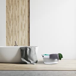 opvouwbare wasmand - 36 liter - kunststof - ruimtebesparend inklapbaar - handvatten - grijs-wit — thumbnail 2