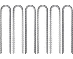Bodemankers 32 cm U-vormige set van 6 - verzinkt staal - trampoline windpalen - zware belasting