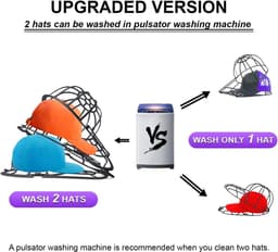 Cap Washer 2 maten - basecap rekken geschikt voor volwassenen en kinderen - baseball caps reiniger - cap wassen wasmachines vormset zwart Wasmachine rek — thumbnail 2