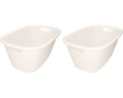 Kunststof wasmand - 2x - wit - 35 liter - 60 x 40 x 25 cm - manden voor wasgoed