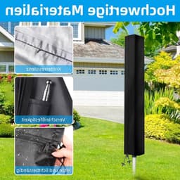 Droogmolen Beschermhoes - Droogmolen Hoes Universeel - met rits en trekkoord - Tuinmeubelhoes - UV-bestendig - Beschermhoes Tuinmeubelen - Waterdichte - winddicht - stofdicht - voor Tuin, Binnenplaats, Buiten, Camping - 180*16 - Zwart — thumbnail 5