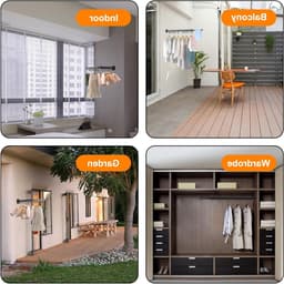 Opvouwbaar Wanddroogrek met Haakjes - Sterke Kledingdroger voor Binnen en Buiten, Ruimtebesparend Droogrek voor Balkon, Badkamer en Slaapkamer — thumbnail 4
