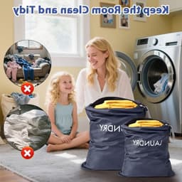 Vouwbare Waterdichte Waszakken, 2 Stuks voor Vuile Kleding, Ideaal voor Fitness en Strand, Met Rits en Opbergruimte - Donkerblauw — thumbnail 2