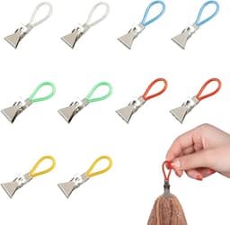 10 stuks multifunctionele metalen handdoekclips - kleurige handdoekhaakjes voor keuken en badkamer - clips voor theedoeken en strandhanddoeken — thumbnail 1