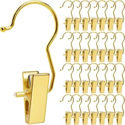 Set van 24 gouden laarzenclips voor kledingkast, laarzenhangers met haken, knijperhangers, wasknijpers, draagbare reiskleerhangers voor hoed, handdoeken, beha — thumbnail 1