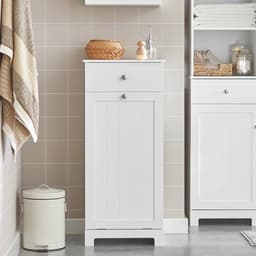 VIEMAE Wasmand - Wasmand meubel - Wasmand met deksel - Wassorteerder - Wasmanden - Meubel wasmand - Met lade - 40x90x38cm - Wit — thumbnail 5