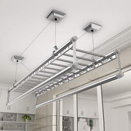 Plafond Droger - Waslijn Systeem - Kleding Drogen - Ruimtebesparend Ontwerp - 150cm 4 Stangen - Zilver — thumbnail 1
