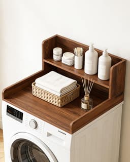 Werkblad Wasmachine Droger - Wastafelblad Organizer - Praktische Werkruimte - Verhoogde Randen - 120 x 60 cm - Bruin — thumbnail 1