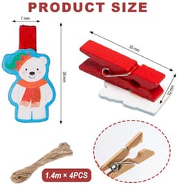 Cosensi- Knijpers Hout 40 Stuks - Decoratieve Sierklemmen - Kerstmis - Mini Knijpertjes - Duurzaam - Jute Koord - Decoratieve Clips — thumbnail 5