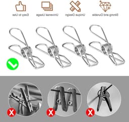 Roestvrijstalen Wasknijpers Set van 100 Stuks, 6cm Clips voor Kleding, Waslijn en Keukenaccessoires — thumbnail 3