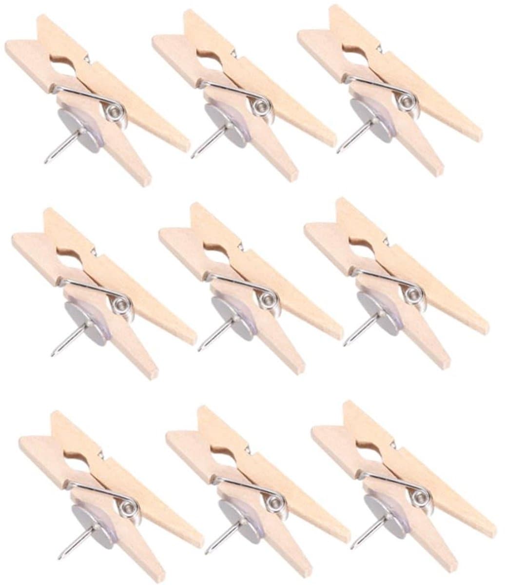 Houten Klemmen - Memo Clips - Foto's Presenteren - Inclusief Prikpen - 30 Stuks - Natuurlijk Hout — afbeelding 1
