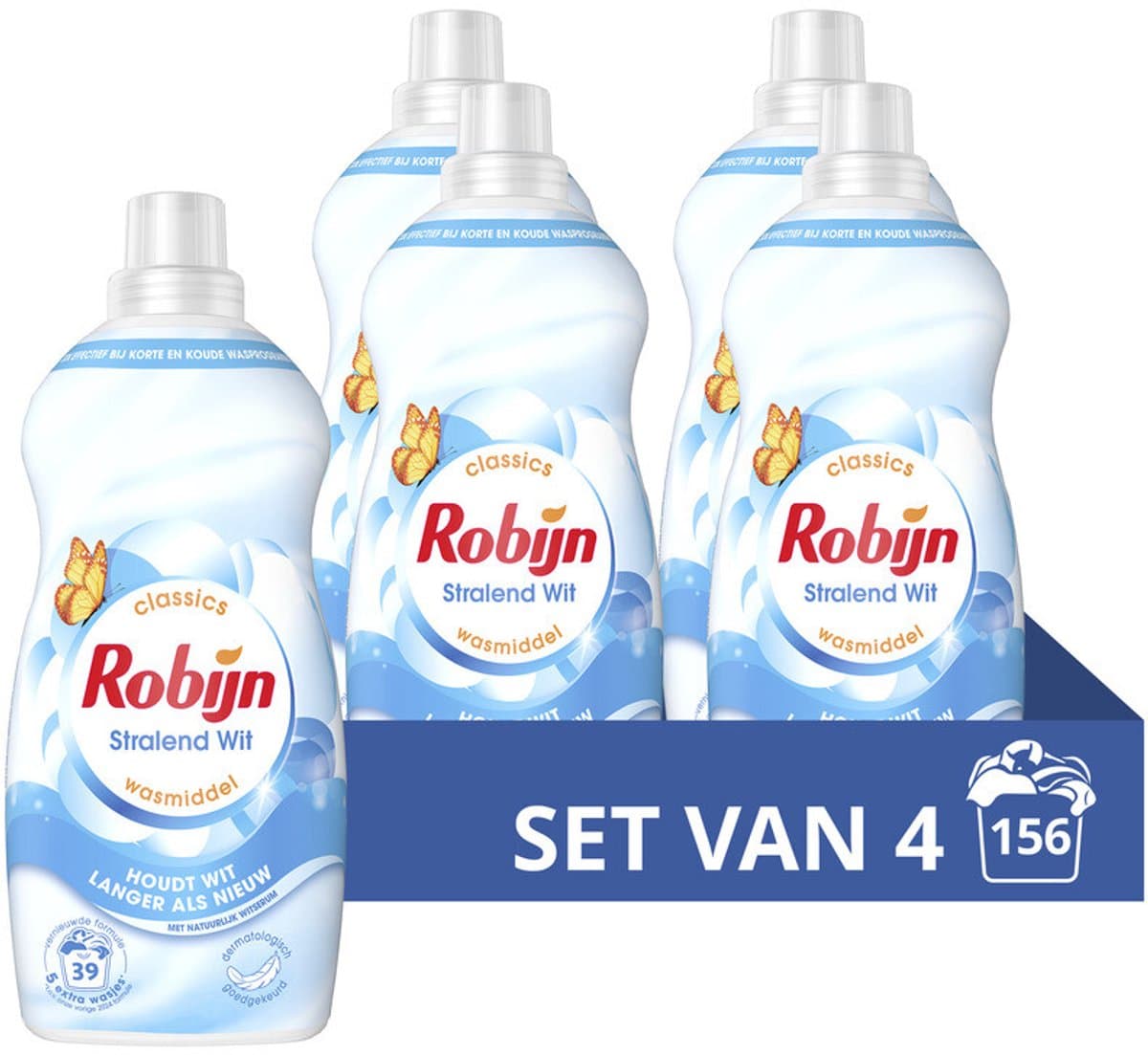 Robijn - Klein & Krachtig Wasmiddel Stralend Wit 39 Wasbeurten - 4 x 1,19 liter - Voordeelverpakking — afbeelding 1