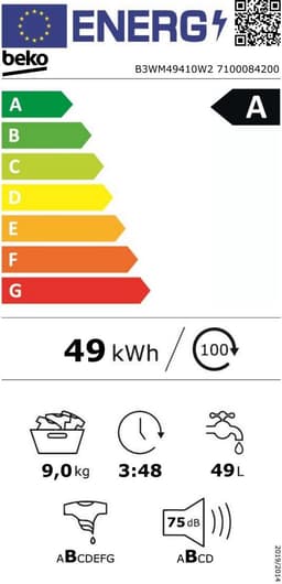 Beko B3WM49410W2 -EnergySpin - wsmachine 9 kg — thumbnail 2