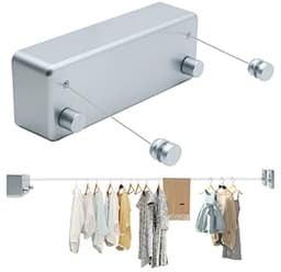 Intrekbare Waslijn - Uitschuifbare Lijn - Kleding Drogen - Dubbel Touw - Tot 4.2 Meter - Wit — thumbnail 1
