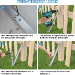 Bodemanker - Stormanker paal - Tuinconstructies stabiliseren - Verzinkt staal - 4 x 5 x 39 cm - Zilver — thumbnail 4