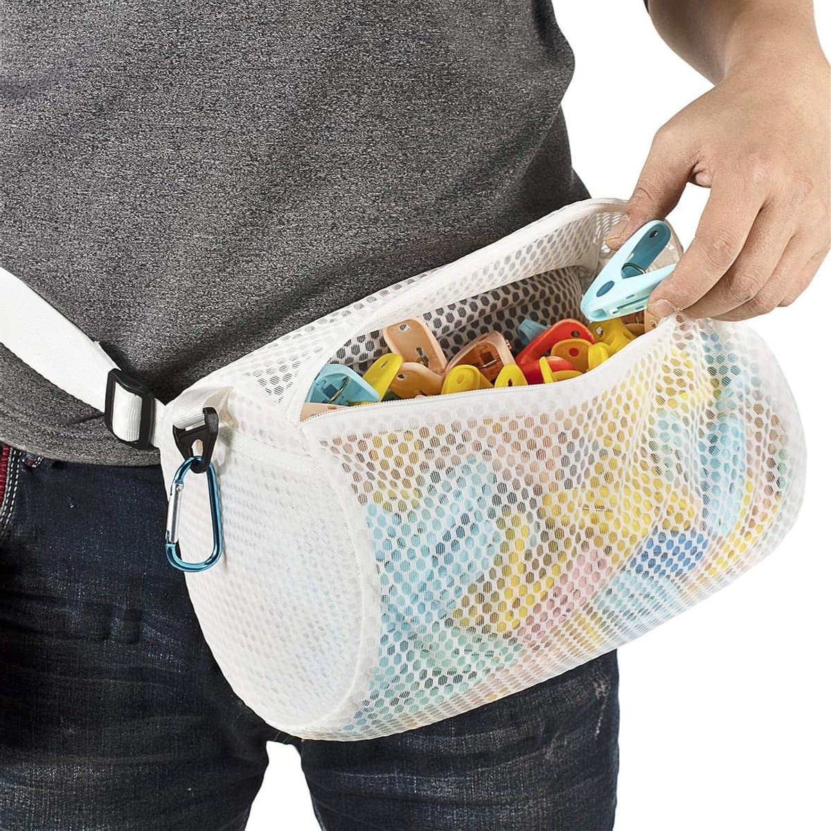 Wasknijper Tas - Kledinghanger Organizer - Was ophangen - Ademende Stof - Grote Capaciteit - Grijs — afbeelding 1