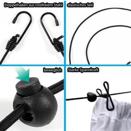 Dailygoods- Waslijn Draagbaar - Oprolbaar - Elastisch - 12 Klemmen - Uittrekbaar 180/360 cm - Lichtgewicht en Compact - Reiswaslijn — thumbnail 2