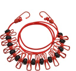 Waslijn met Clips - Reis Waslijn Drooglijn - Kleding Drogen - Winddicht Anti-slip - 1.7 meter - Rood — thumbnail 1