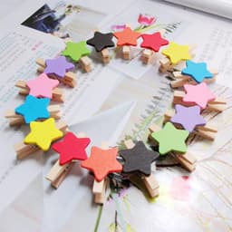 Houten knijpers - Decoratieklemmen - Knutselen en decoreren - Stervormig design - 50 stuks - Gemengde kleuren — thumbnail 2