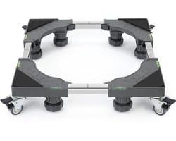 MTTProducts - Wasmachine standaard - Verstelbare wasmachinebasis - Met 4 wielen - Grijs - Ondersteunt 300 kg - Ideaal voor zware apparatuur - Ruimtebes...