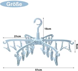 Dailygoods- Droogrek Klein - 24 Pinnen - Opvouwbaar - Duurzaam - Multi-Clip-Design - Winddicht - Hoogwaardig PP-Kunststof - Waslijn — thumbnail 4