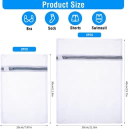 Dailygoods- Waszak - 4 Stuks - Mesh Waszakken met Rits - 30 x 20 cm / 40 x 30 cm - Ondergoed / Bh's / Sokken - Duurzaam Polyester - Bescherming tegen Verkleuren - Wasmachinezak — thumbnail 2