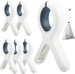 Strandhanddoekclips - Grote wasknijpers - Wassen drogen - Sterke grip houder - 6 stuks - Wit — thumbnail 1