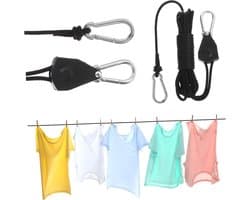 Verstelbare Waslijn - Ophangkoord Kampeerkoord - Kleding Drogen - Verstelbare Lengte - 500 cm - Zwart