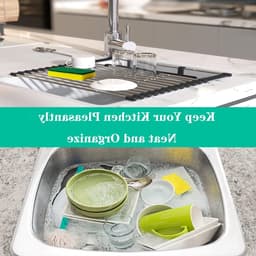 Uitschuifbaar Over-Sink Droogrek - 12.6"-23.3", Afvoerrek met Bestekhouder, RVS Keuken Organizer voor Borden en Keukengerei — thumbnail 4