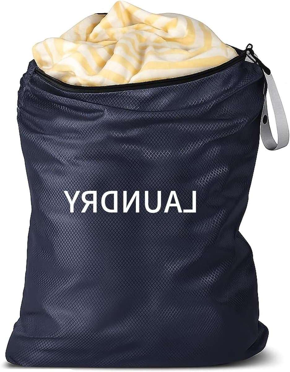 Waterdichte Opbergzak voor Vuilwas, Grote Vouwbare Waszak met Rits, 60 x 90 cm, Grijs-Blauw, Ideaal voor Reizen en Thuisgebruik — afbeelding 1