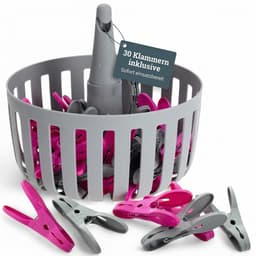 Dailygoods- Wasknijpermand met 30 klemmen - Robuuste mand - Praktische opbergmand - UV-bestendig - Weerbestendig - Ruimtebesparend - Wasmand — thumbnail 1