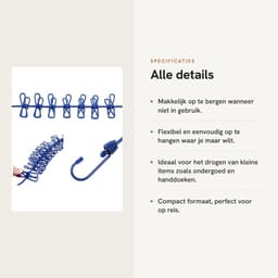 Dailygoods- Waslijn Uittrekbaar - Compact - 1,8 m - 12 Pinnen - Haken - Draagbaar - Ideaal voor Vakantie - Drooglijn — thumbnail 5