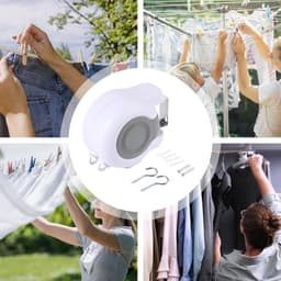 Intrekbare Waslijn - Draagbare Kledinglijn - Kleding Drogen - Dubbele Reel Functie - 13 meter - Wit — thumbnail 2