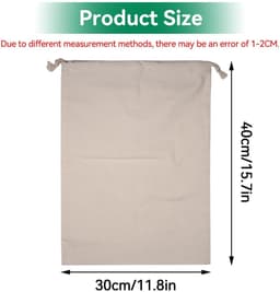 Dailygoody - Katoenen waszak - Opbergzak voor vuile kleren - 30x40cm - Wasbare waszak - Multifunctioneel - Geschikt voor studenten - Natuurlijke kleur — thumbnail 5