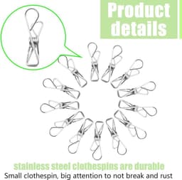 60 stuks - Knijpers - Wasknijpers - Kledinghaken - 58*14 mm - RVS - zilver - Kaartknijpers - Fotoknijpers - Voor Kleding, Sokken En Keuken - Voor Thuis En Kantoor — thumbnail 3