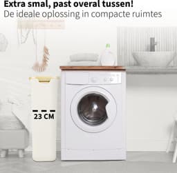 Smalle Wasmand met Deksel en Waszak - 60L - Smal - Wasmand - Opvouwbaar - Opbergmand - Linnen - Beige — thumbnail 4